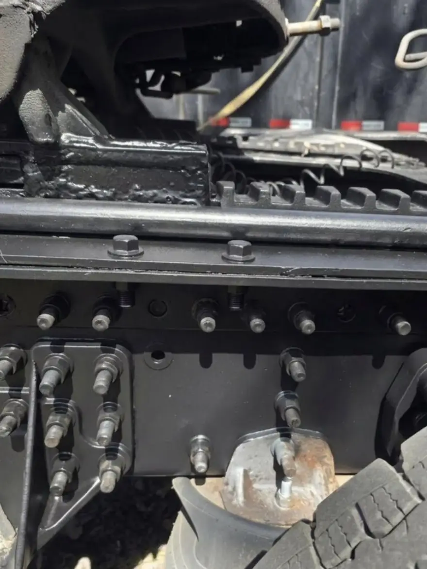 Truck frame rail cleaned down to sound metal and coated after blasting